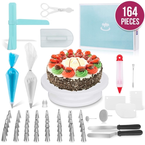 

164 in 1 Cake Turntable Set Stainless Steel Decorating Mouth Baking Tools