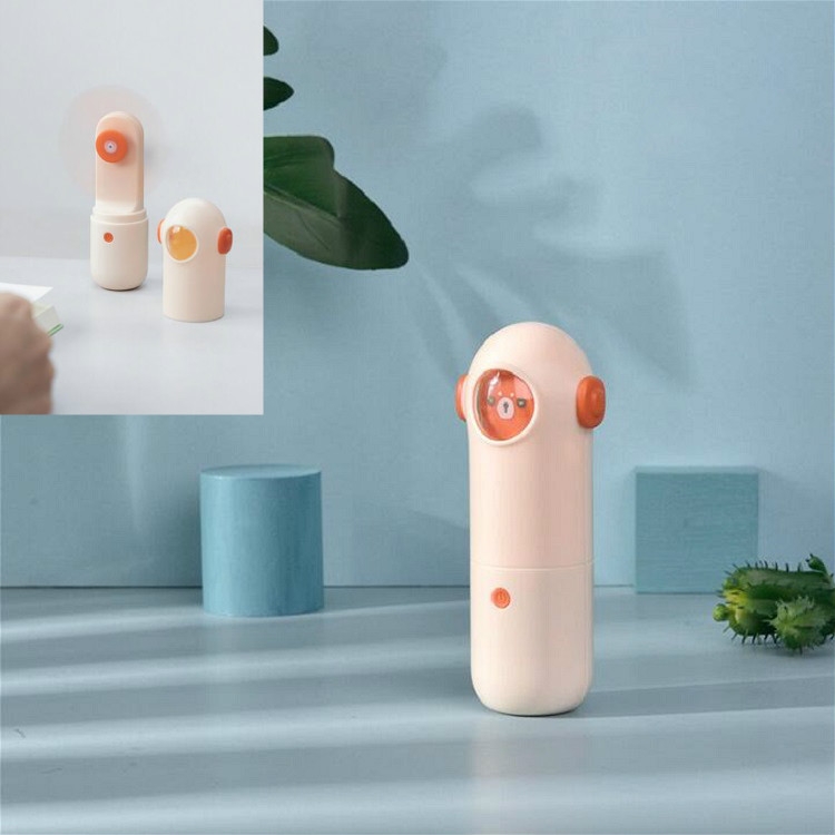 

USB Charging Handheld Fan Mobile Power Mini Fan, Color:Beige