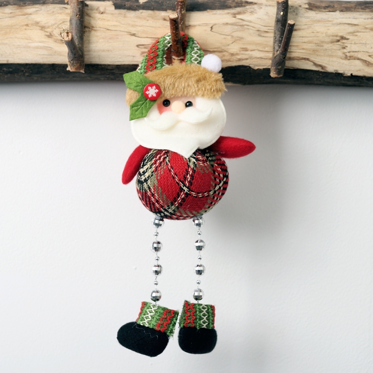 

10 PCS Christmas Plaid Cloth Beads Leg Pendants Christmas Window Decoration Cartoon Small Doll Ornaments(Elderly)