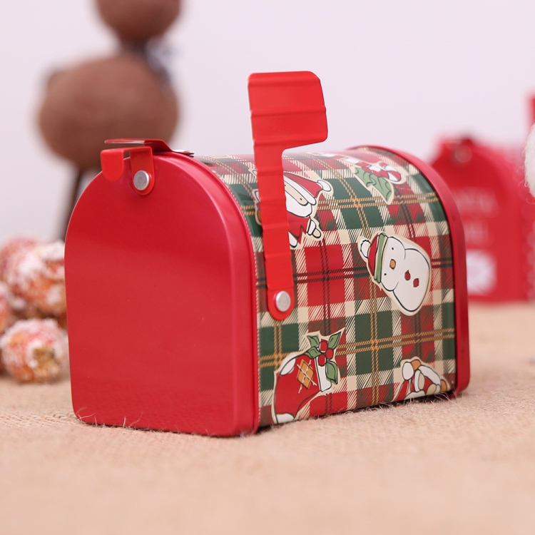 

Christmas Decorations Tinplate Mailbox Box Children Gift Cartoon Candy Box(Cartoon Lattice)