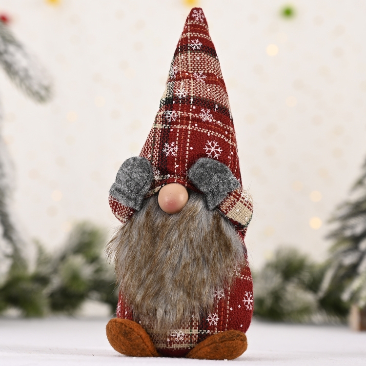 

Christmas Decorations Snowflake Cover Eyes Faceless Doll Standing Pose Small Doll Ornaments(Gray Gloves)