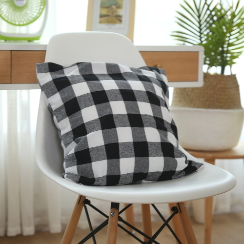 

4 PCS Christmas Ornament Plaid Cloth Pillowcase, Without Pillow Core(Black White)