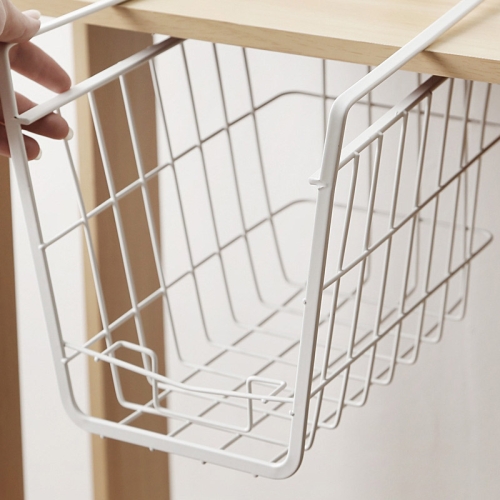 

Closet Storage Rack Under The Partition Hanging Basket Storage Basket(White)