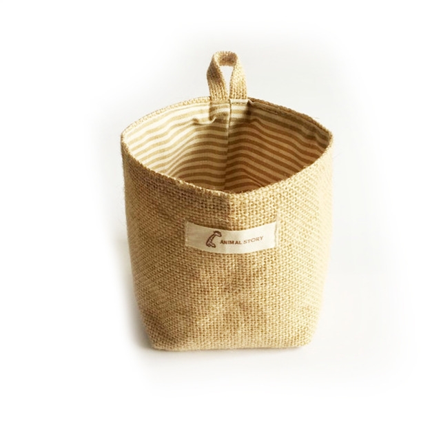 

2 PCS Living Room Storage Sack Cloth bags Hanging Grocery Cloth Flowerpot Storage Basket(Yellow Stripe)