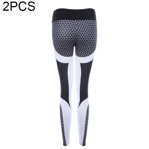 

2 PCS Vertvie Honeycomb Printed Yoga Pants Women Push Up Professional Running Fitness Gym Sport Leggings Tight Pencil Leggings Trouser, Size:M(Black)