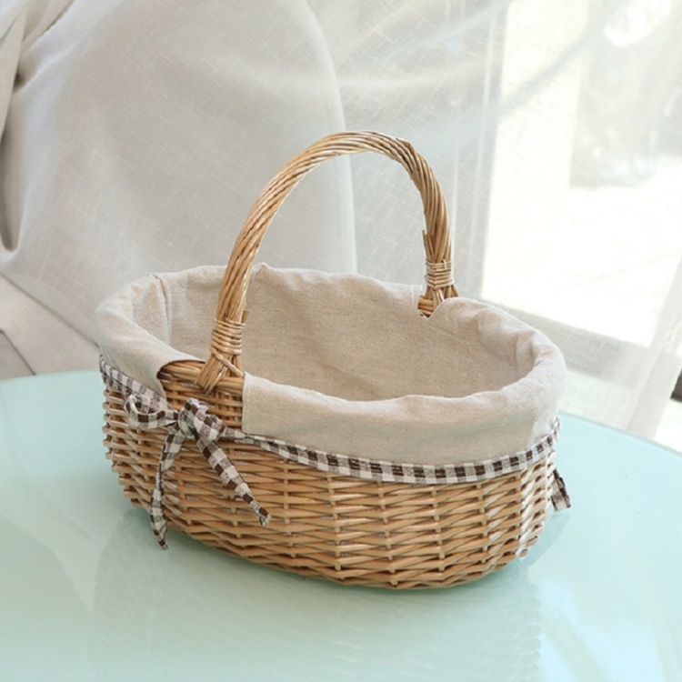

Hand-woven Picnic Basket Sackcloth Rattan Storage Basket, Specification:Small(Primary Color Sackcloth)