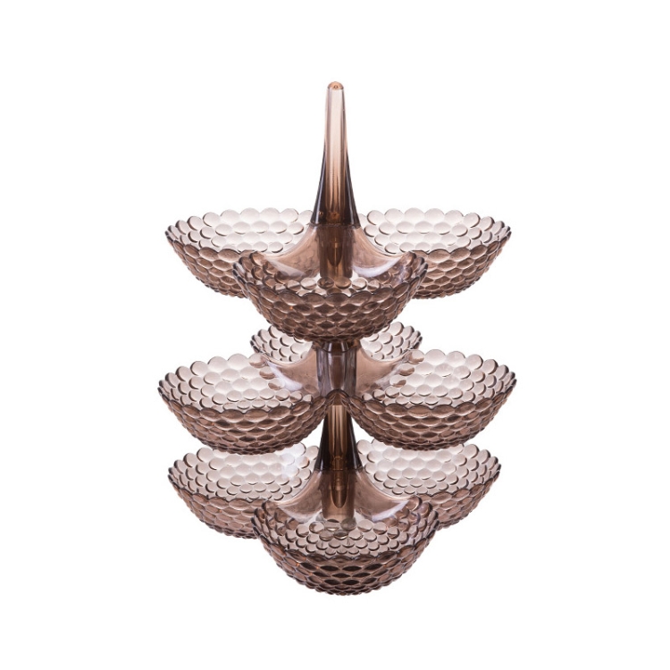 

Fruit Storage Multi-layer Superimposed Fruit Tray Living Room Coffee Table Home Candy Tray, Color:Three Layer Brown