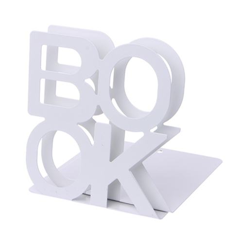 

Alphabet Shaped Iron Metal Bookends Support Holder Desk Stands For Books(White)