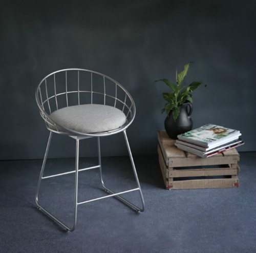 

Simple High Stool Creative Casual Nordic Ring Cafe bBar Table and Chair, Size:High 65cm(Silver White)