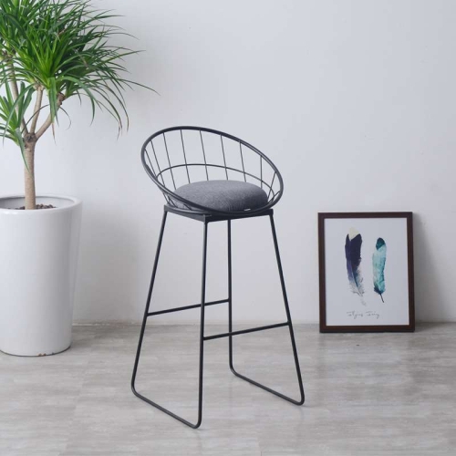 

Simple High Stool Creative Casual Nordic Ring Cafe bBar Table and Chair, Size:High75cm(Matt Black)