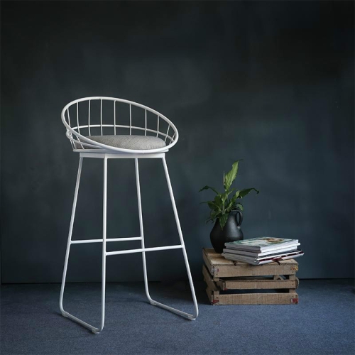 

Simple High Stool Creative Casual Nordic Ring Cafe bBar Table and Chair, Size:High75cm(Bright white)