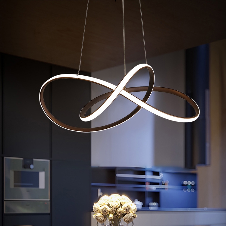 

Simple and Creative Personality LED Living Room Bedroom Dining Room Chandelier, Diameter: 50cm, Light Color:Dimmable with Remote(Coffee)