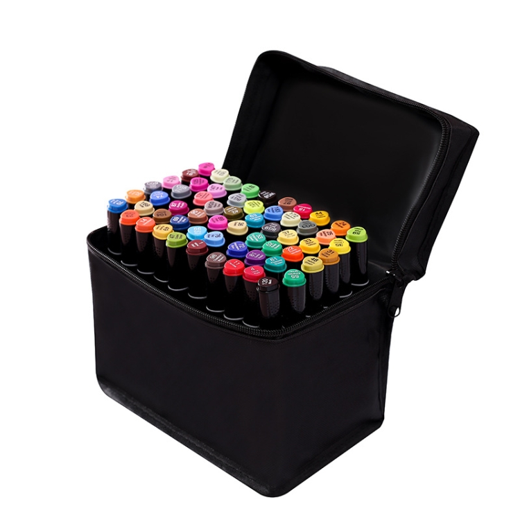 

QIMO Children Art Graffiti Double-Headed Marker Pen Set, Specification: Black Pole 60 Color Bag Oil Marker