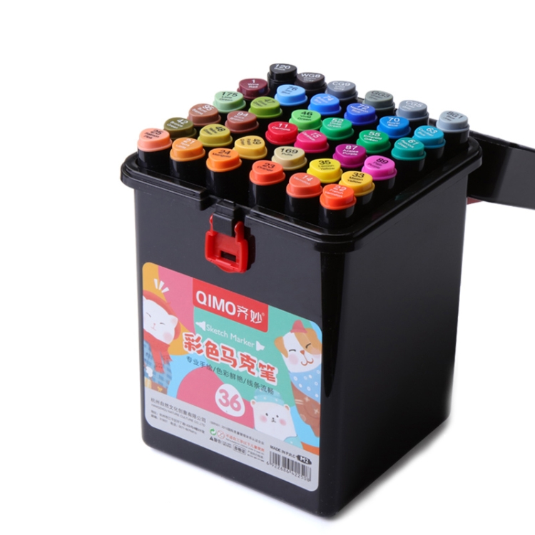 

QIMO Children Art Graffiti Double-Headed Marker Pen Set, Specification: Black Pole 36 Color Oil Marker