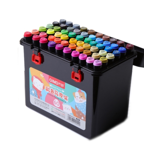 

QIMO Children Art Graffiti Double-Headed Marker Pen Set, Specification: Black Pole 60 Color Oil Marker