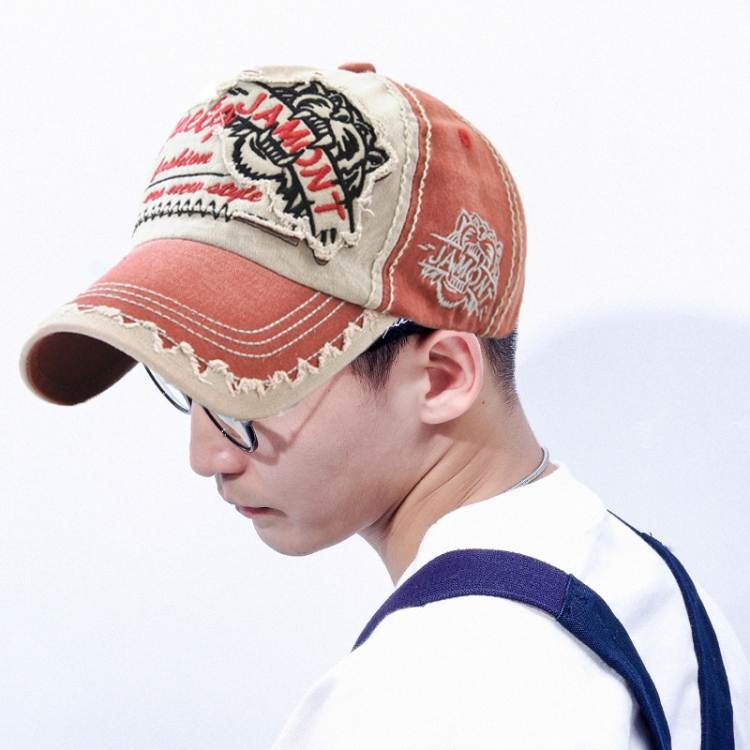

JAMONT 12970 Tiger Head Pattern Sun Hat Embroidery Baseball Cap Cotton Outdoor Leisure Cap, Size:One Size(Wine Red)