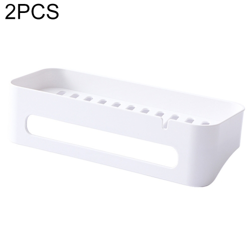 

2 PCS Bathroom Storage Rack Wall-Mounted Kitchen Towel Storage Rack(White)