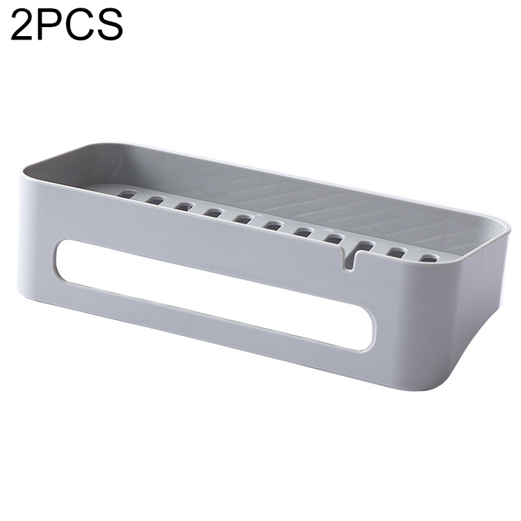 

2 PCS Bathroom Storage Rack Wall-Mounted Kitchen Towel Storage Rack(Grey)