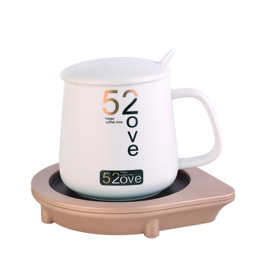 

55 Degree Constant Temperature Heating Milk Cup Heater Coaster CN Plug, Style:Coaster + Cup(Gold)