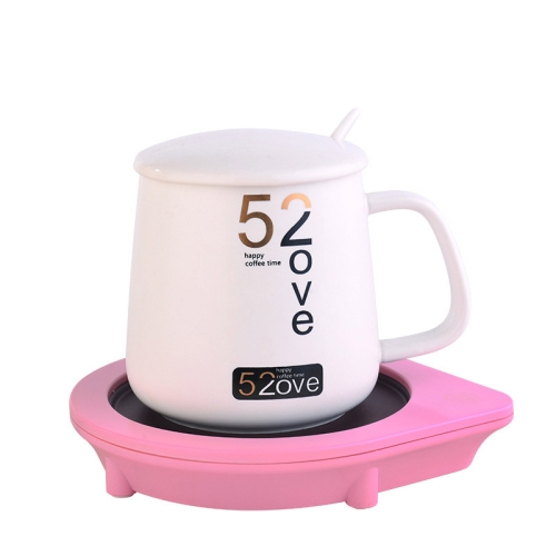 

55 Degree Constant Temperature Heating Milk Cup Heater Coaster CN Plug, Style:Coaster + Cup(Pink)