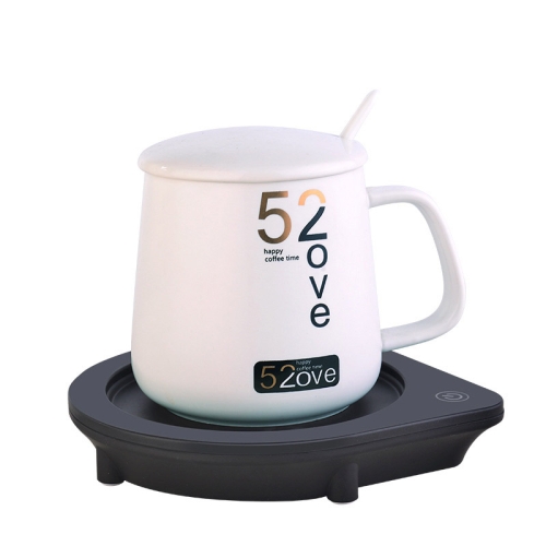 

55 Degree Constant Temperature Heating Milk Cup Heater Coaster CN Plug, Style:Coaster + Cup(Black)