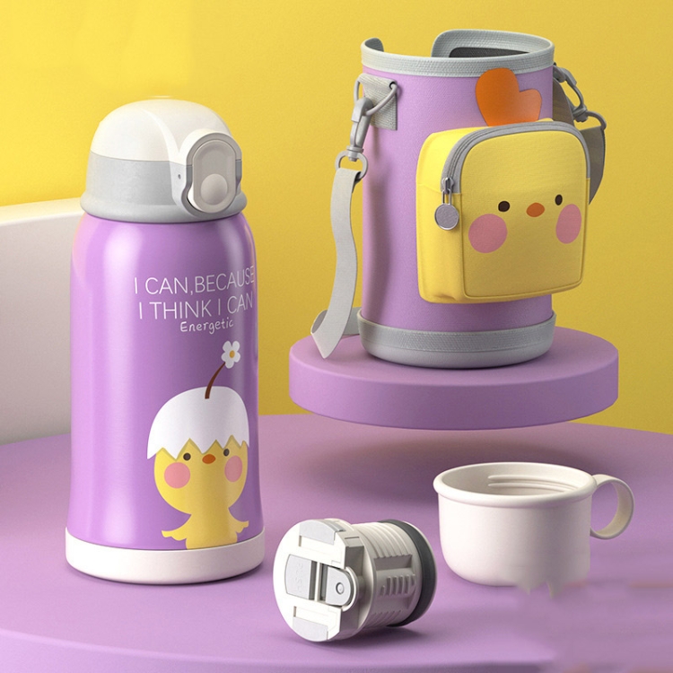 

Smart Cartoon Animal Children Straw Cup Student Insulated Water Cup With Cup Cover, Style:316(Little Yellow Chicken)