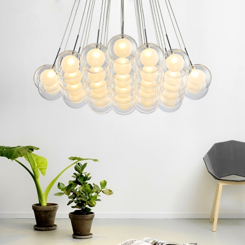 

Modern LED Chandelier Living Room Hanging Lights Home Deco Lighting Dining Room Fixtures Nordic Bedroom Glass Ball Pendant Lamps, Lamp Diameter:Ten Heads 12cm(Warm Light)
