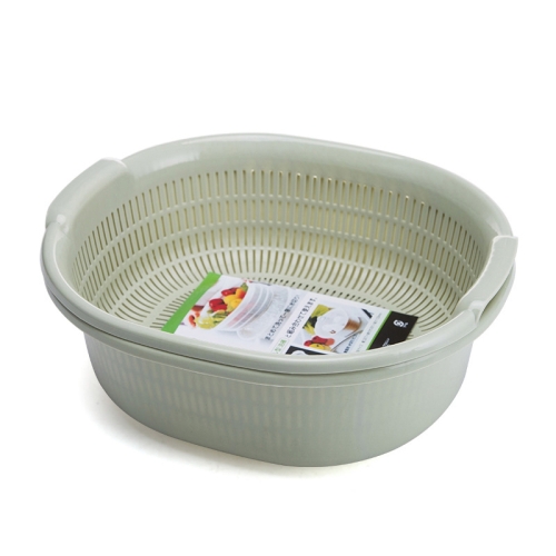 

3 PCS Double-Layer Vegetable Washing & Draining Basket Kitchen Fruit & Vegetable Storage Basket( Green)