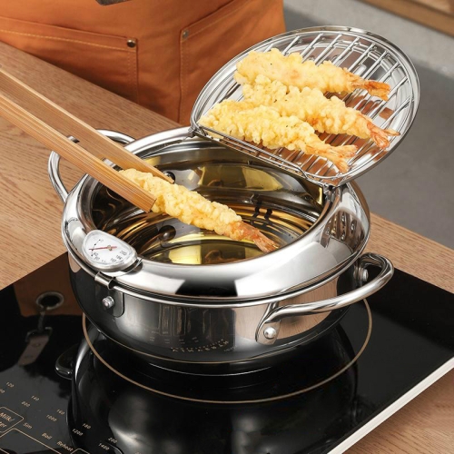 

304 Stainless Steel Fryer Pot Household TTemperature-controlled Multifunctional Thickening Pot, Size:20cm