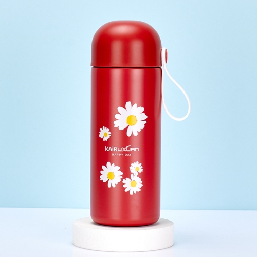 

Stainless Steel Portable Vacuum Flask Small Chrysanthemum Car Cup(Red)