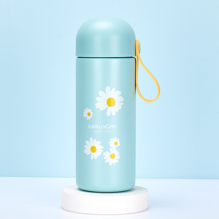 

Stainless Steel Portable Vacuum Flask Small Chrysanthemum Car Cup(Light Blue)