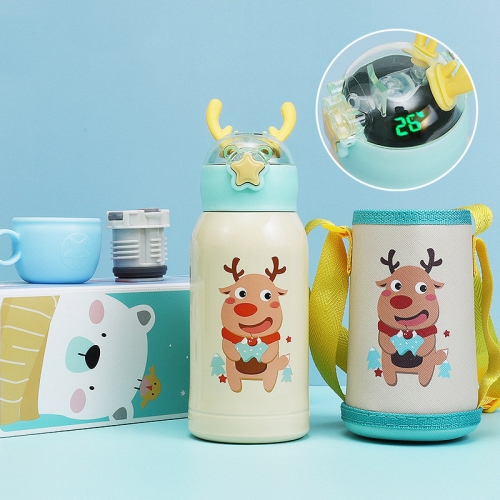 

Smart Children Cartoon Animal Thermos Cup Stainless Steel Straw Water Cup(Yellow)