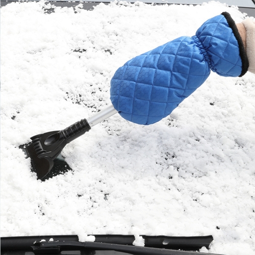 

Vehicle-mounted Retractable Snow Shovel With Plush Gloves To Keep Warm Snow Removal Frost And Deicing Tools(Blue Gloves )