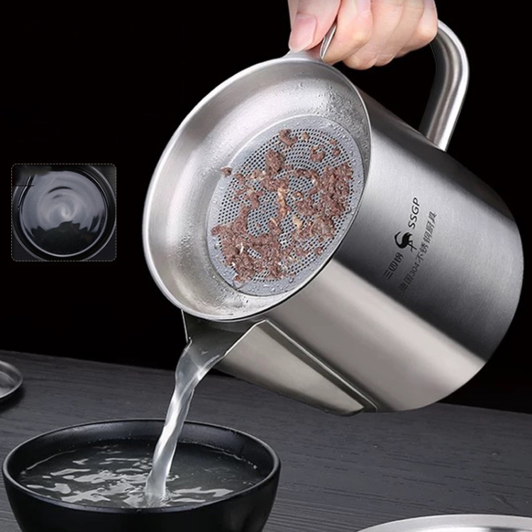 

SSGP 304 Stainless Steel Filter Oil Pot Filter Residue Oil Soup Pot Drain Oil Pot Household Filter Oil Residue Oil Storage Pot