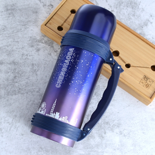 

Stainless Steel Starry Sky Double-Layer Vacuum Flask Large Capacity Outdoor Sports Portable Travel Pot(Purple Gradient)