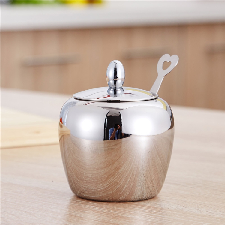 

Stainless Steel Apple Single-Head Seasoning Box With Spoon