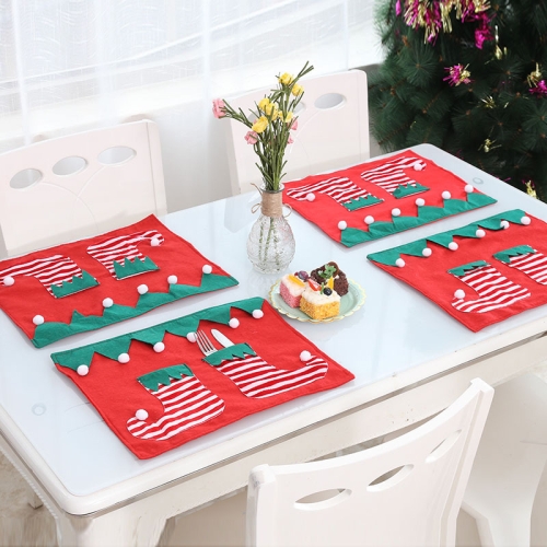 

3 PCS Christmas Decoration Christmas Table Mat Knife And Fork Mat(Elf)