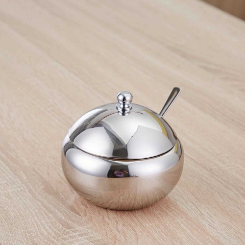 

Stainless Steel Round Seasoning Jar With Spoon, Specification: Large