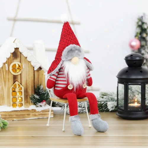 

Christmas Long-Legged Sitting Faceless Doll Santa Claus Hotel Restaurant Decoration Gift Decoration(Pointed Hat)