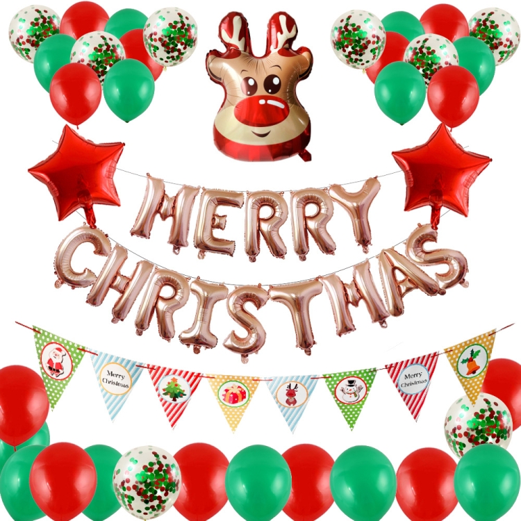

12 Inch Sequin Mall Decoration Balloon Christmas Set(Rose Gold letters)