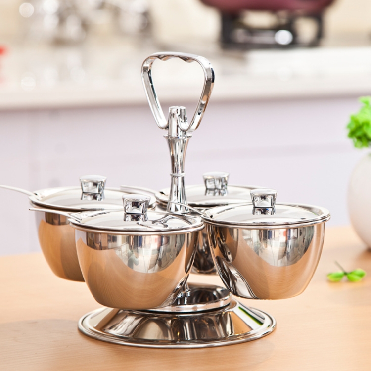 

Stainless Steel Rotating Seasoning Pot Set, Specification: Four-piece Set