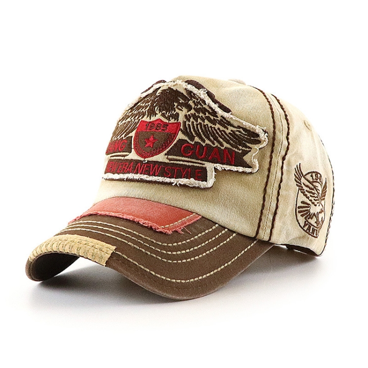 

YANG GUAN Eagle Pattern Embroidered Washed Baseball Cap Sun Protection Cap, Size: 54cm(Medium Rice)