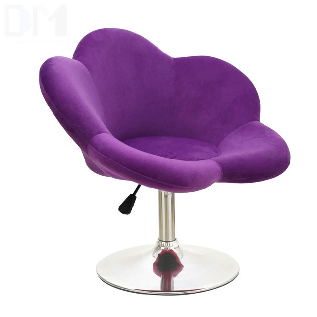 

Printed Velvet Leisure Bar Counter Bedroom Lift Swivel Chair Plum Flower Shaped Chair(Purple)