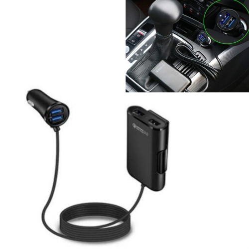 

One For Four 8A Car Charger QC3.0 Fast Charge 4USB Car Front And Rear Seat Car Charger