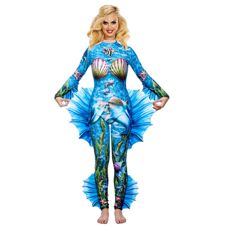 

Halloween Costume Carnival Party Performance Props Printing Cosplay Mermaid Tights, Size: Free Size