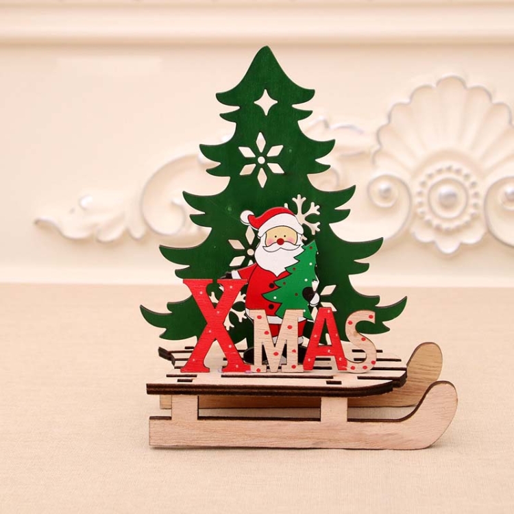 

3 PCS Christmas Decorations Christmas Painted Wooden Assembly DIY Sleigh Car Decoration Jigsaw Puzzle Gift, Size:Large(Old Man)