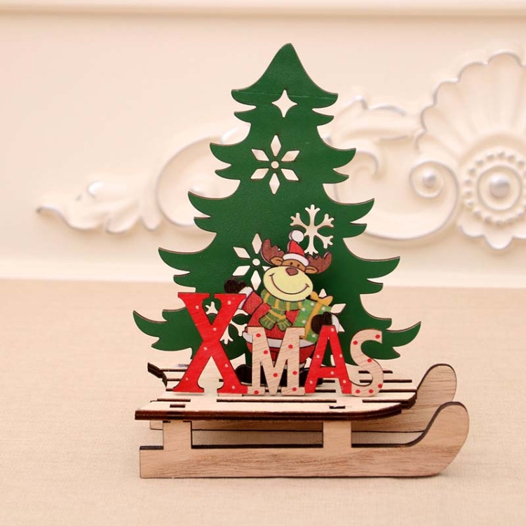 

3 PCS Christmas Decorations Christmas Painted Wooden Assembly DIY Sleigh Car Decoration Jigsaw Puzzle Gift, Size:Large(Elk)