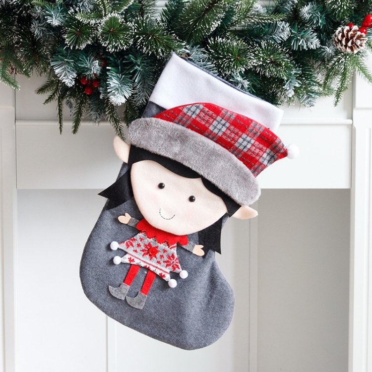 

2 PCS Christmas Stocking Gift Bag Candy Bag(Girl)