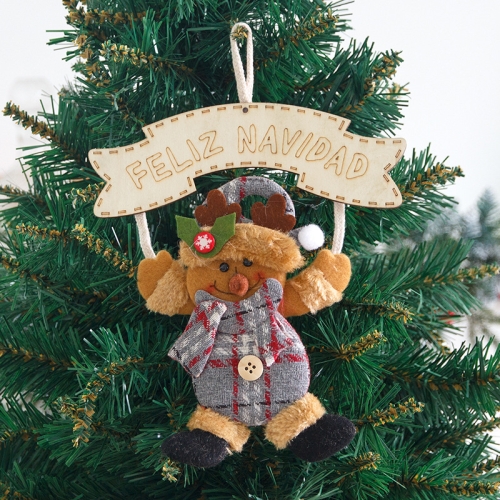 

5 PCS Christmas Text Wooden Sign Pendant Decoration(Fawn )