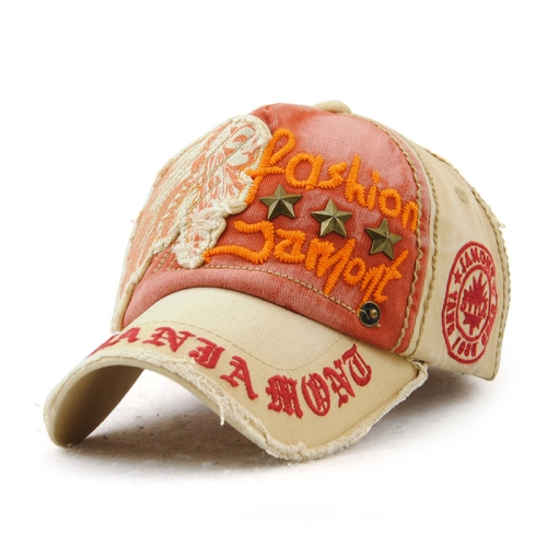 

Jamont 9909 Sun Hat Star Shape Rivet Casual Letters Baseball Cap Outdoor Peaked Cap, Size:One Size(Khaki)
